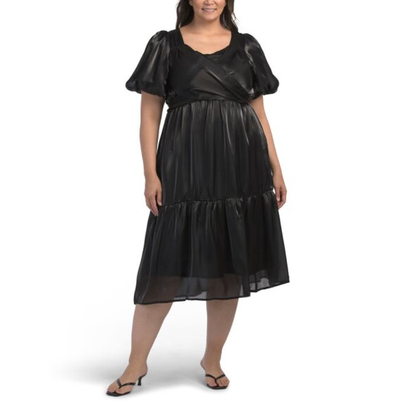 POLAGRAM Black Plus Sweetheart Neck Crossover Dress - Picture 1 of 2